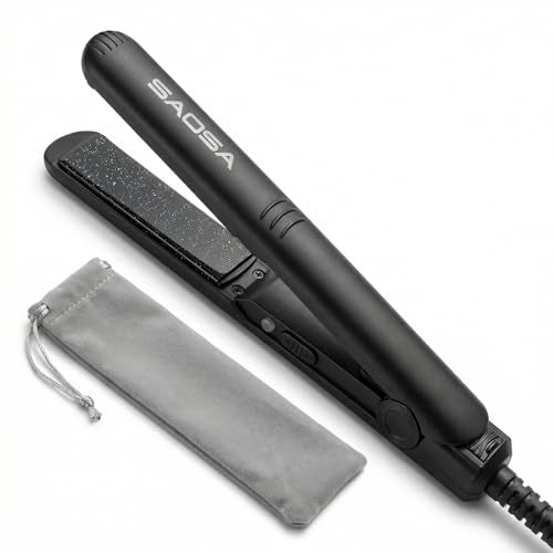 SAOSA Mini Flat Iron - 0.7 Inch Ceramic Hair Straightener, Black