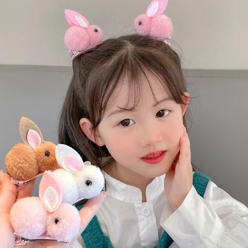 10 Pack Cute Bunny Hair Clips for Girls & Women - Elastic Plush Hair Accessories