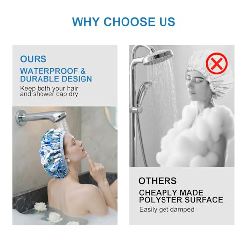 Waterproof Terry Shower Cap for Women - Reusable Hair Protection
