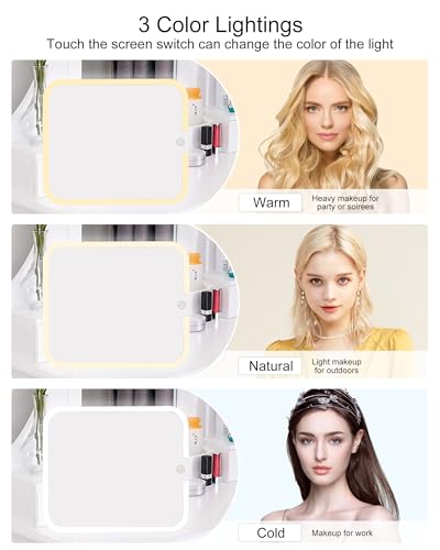Relavel LED Makeup Mirror Replacement for Cosmetic Bags, 3-Color Light