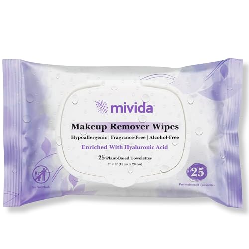 Mivida Hypoallergenic Makeup Remover Wipes - 25 Count