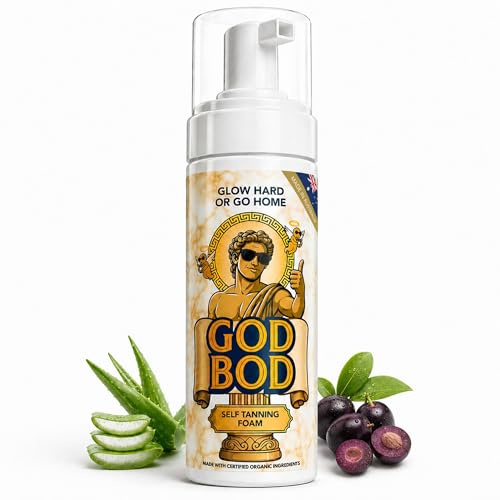 God Bod Men's Self Tanner Foam - Streak-Free Organic Tan, 6.76 FL OZ