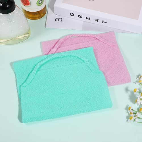 2-Pack Exfoliating Back Scrubber with Handles - Nylon Shower Towel