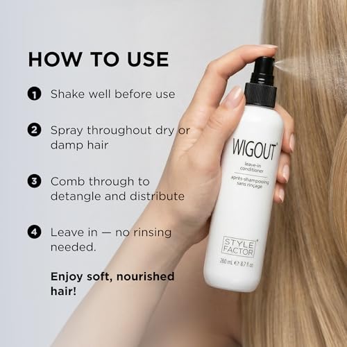Style Factor WIGOUT Leave-In Conditioner Spray – Hydrating Mist for All Hair Types, 8.8oz