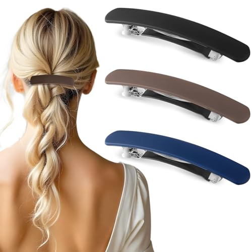 3 PCS Vintage Matte Flat Ponytail Clips for Women - Strong Hold Hairpins