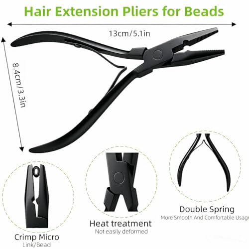 Professional Hair Extension Tool Kit with Pliers, Hooks, and Bead Needles
