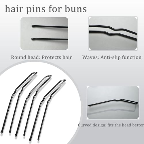 36 Pcs U-Shaped Hair Pins, 3-Inch Brown Bobby Pins for Buns and Updos