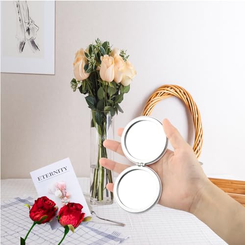 LQRI Musical Makeup Mirror - Silver Hand-Held Cosmetic Mirror for Fans
