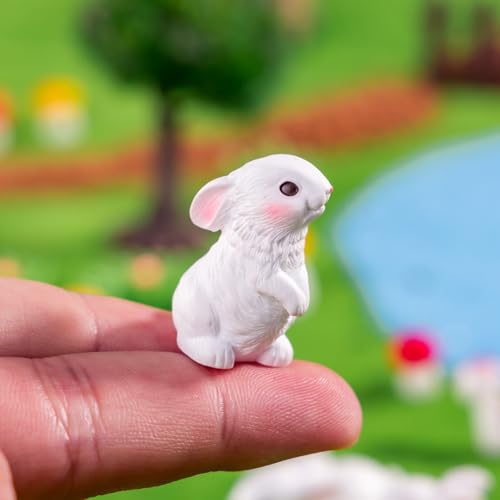 15pcs Mini Rabbit Figurines - Cute Cake Toppers for Easter & Parties