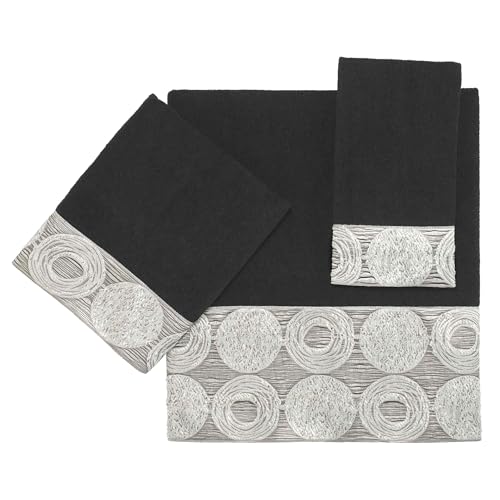 Avanti Linens Galaxy Black Hand Towel - 100% Cotton, Jacquard Design