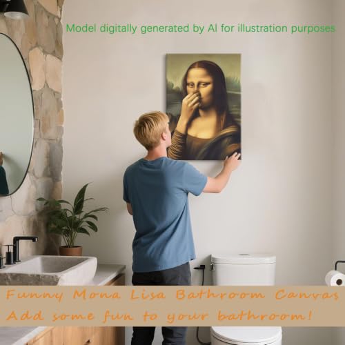 Funny Vintage Mona Lisa Bathroom Wall Art - 8x10 Canvas Print