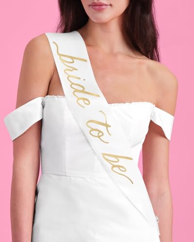 Bride To Be Sash & Hair Bow Set - Gold Foil Embroidered Accessories