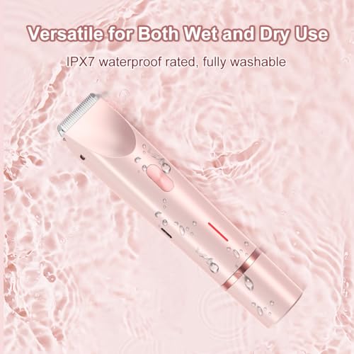 Pink 2-in-1 Bikini Trimmer for Women - IPX7 Waterproof Electric Razor