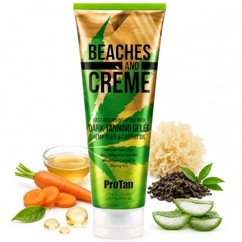 ProTan Beaches & Crème Hemp Dark Tanning Gel - Fast Absorbing, Nourishing 8.5oz