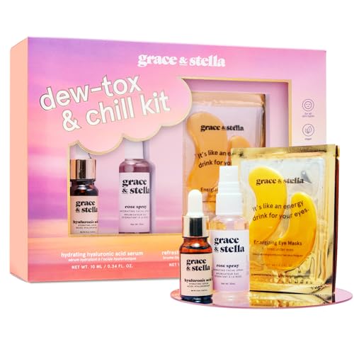 grace & stella Dew-Tox & Chill Skincare Gift Set for Women - Hydrating Kit