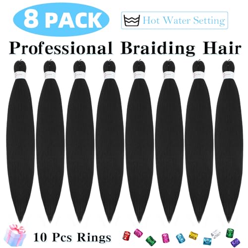 Pofworld 20 Inch Pre-Stretched Braiding Hair - 8 Pack Yaki Synthetic Fiber