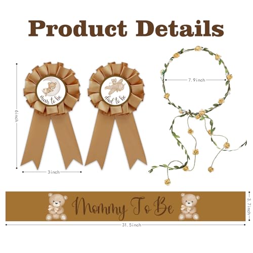 Bear Theme Baby Shower Mom to Be Sash with Crown & Pins
