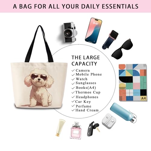 Bichon Frise Tote Bag - Cute Reusable Grocery Shoulder Bag