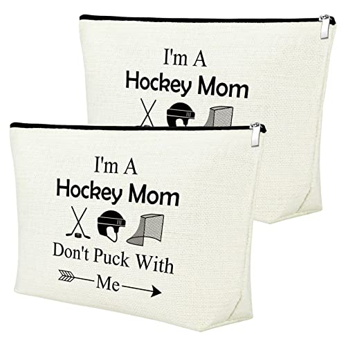 I'm a Hockey Mom Don't Puck with Me Makeup Bag Set - 2 PCS