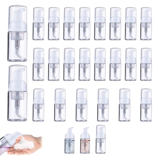 30 ml Travel Foaming Pump Bottles, 24pcs Clear Refillable Foam Dispenser for Soap & Face Wash