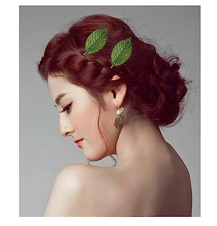 12pcs Vintage Leaf Hair Clips Set - Handmade Duckbill Hairpins (B)