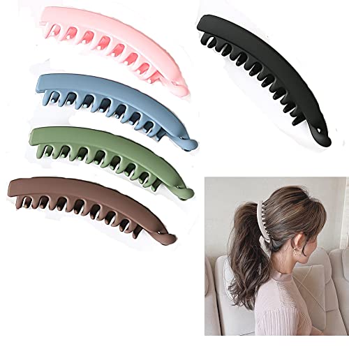 YALLNASL Set 2 Banana Hair Clips - 5-Pack Non-Slip Fishtail Design for All Hair Types