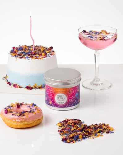 Mixed Edible Flowers for Cake Decorating - Rose, Cornflower & Calendula