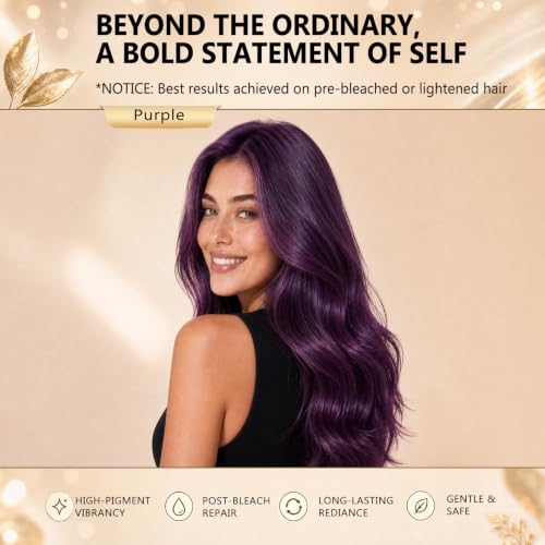 Yocisku Purple Hair Dye Shampoo - 3 in 1, Easy At-Home Color