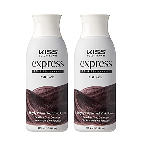 Kiss Express Semi-Permanent Hair Color - Vivid Black, 2 Count