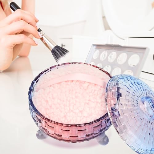 Large Glass Body Powder Container with 5.9-inch Soft Velour Powder Puff