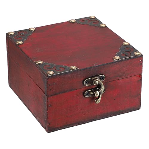 Vintage Red Wooden Jewelry Treasure Chest Box – ELLDOO