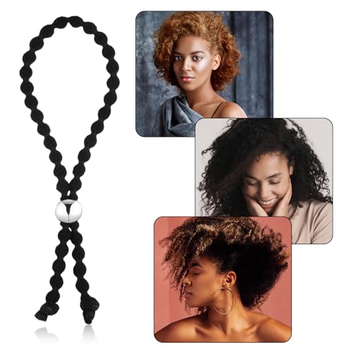 6 Adjustable No-Slip Black Hair Ties for Curly Hair - Qulkws