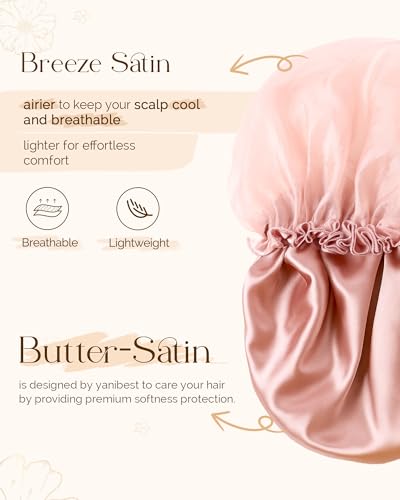 YANIBEST Breathable Satin Sleep Bonnet - Soft Hair Care Cap for Women