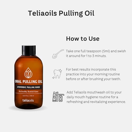 Teliaoils Coconut Oil Pulling Oil for Oral Detox & Fresh Breath 8.34 fl oz