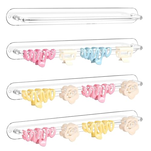 Acrylic Claw Clip Organizer - Clear 4PCS Wall Storage for Hair Clips