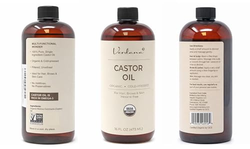 Verdana Organic Castor Oil – Cold Pressed & Hexane Free, 16 fl oz