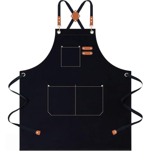 Cross Back Apron for Men & Women - 12oz Cotton Canvas with Pockets