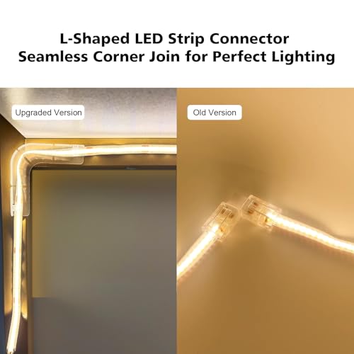 L-Shape LED Strip Light Connectors - Clear White Corner Holders