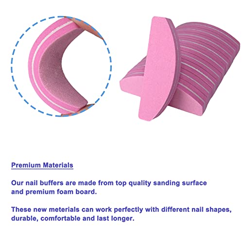 GigaGround 80 Pcs Multicolor Nail Buffers Double Sided 100/180 Grit Portable & Washable