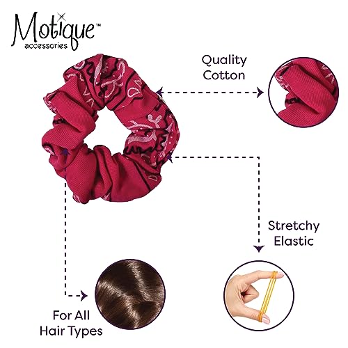 Hot Pink Cotton Bandana Scrunchies Set of 2 - No Damage Hair Ties for Women & Teens