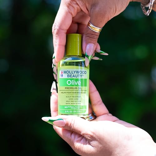 Hollywood Beauty Olive Hair Oil 2oz - Nourishing Hair & Skin Treatment with Antioxidants, Heat Protection & Shine