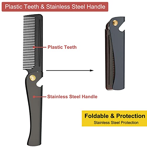 Avenoir Stainless Steel Folding Pocket Comb for Men & Women