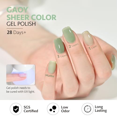 GAOY Sheer Gel Nail Polish Set - 6 Colors including Emerald Green