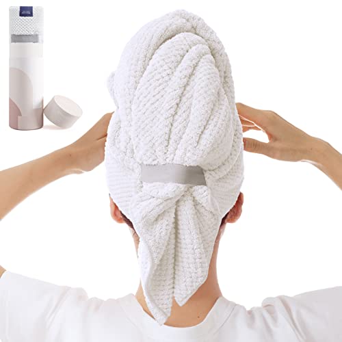 BYCOO White Large Microfiber Hair Towel Wrap - Fast Drying & Anti-Frizz