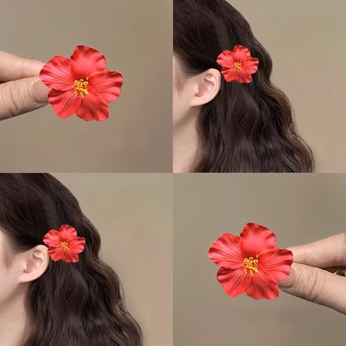 3Pcs Hawaiian Flower Hair Clips - Vibrant Hibiscus & Plumeria