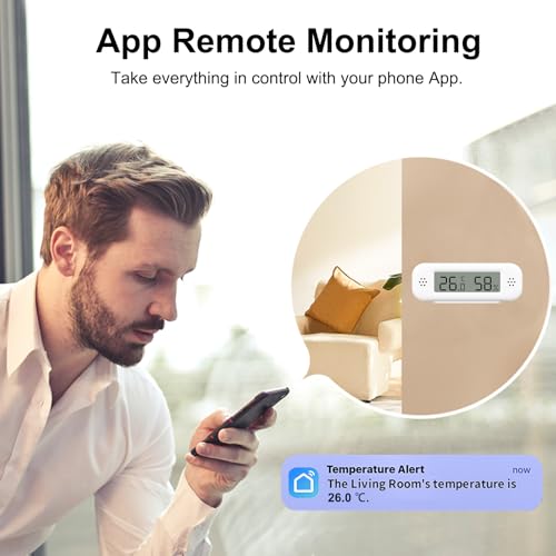 Zecamin Smart WiFi Thermometer Hygrometer with App Alerts
