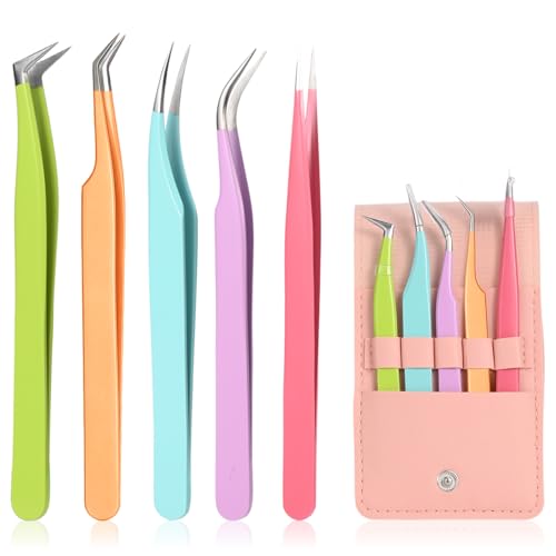 5-Piece Eyelash Extension Tweezers Set - Precision for Lash Applications