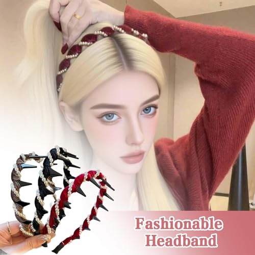 Vintage Pearl Hairband for Women Girls Wedding Party Daily Wear with Teeth