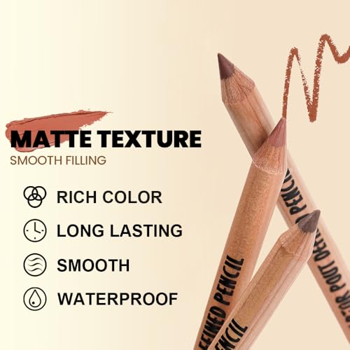 6-Color Matte Lip Liner Set with Sharpener - Nude Brown & More