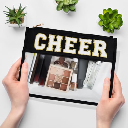 Aliceset 6 Pcs Cheer Makeup Bags Set - Black, White, Hot Pink